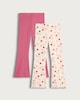image 1 of F&F Girls 2-Pack Cotton Rich Ribbed Printed Flared Leggings in Multi