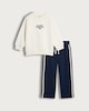 image 4 of F&F Boys 2-Piece Cotton Rich Another Awesome Day Sweatshirt and Joggers Set in Navy