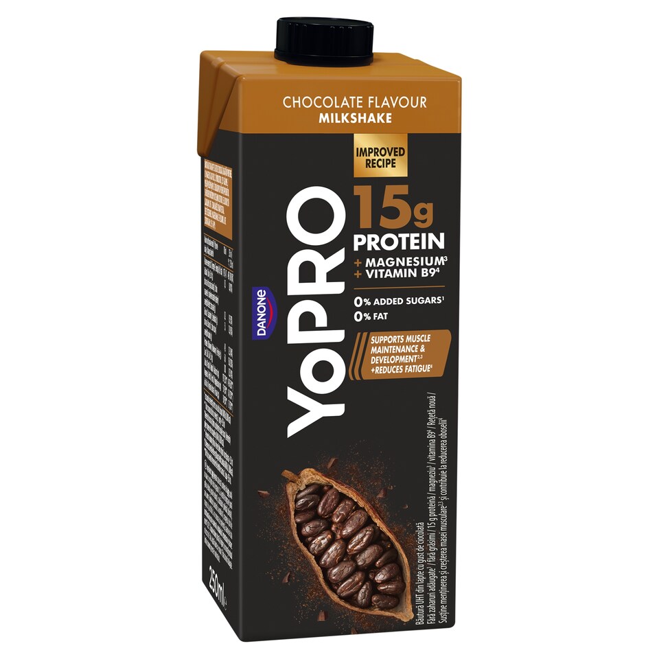 Danone YoPro UHT Chocolate Flavoured Low-Fat Milk Drink with Sweeteners Magnesium&Folic Acid 250 ml