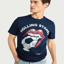 Rolling Stones Pure Cotton Tongue Logo T-Shirt in Navy