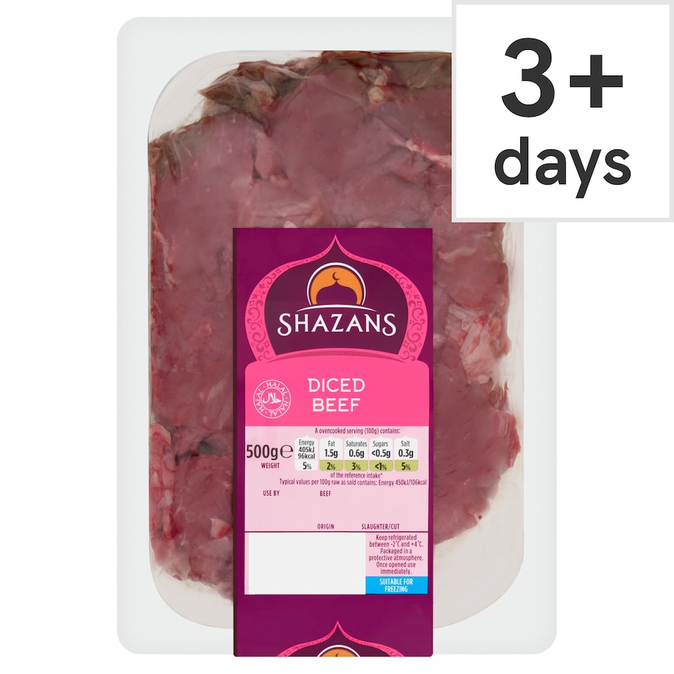 Shazans Diced Beef 500g