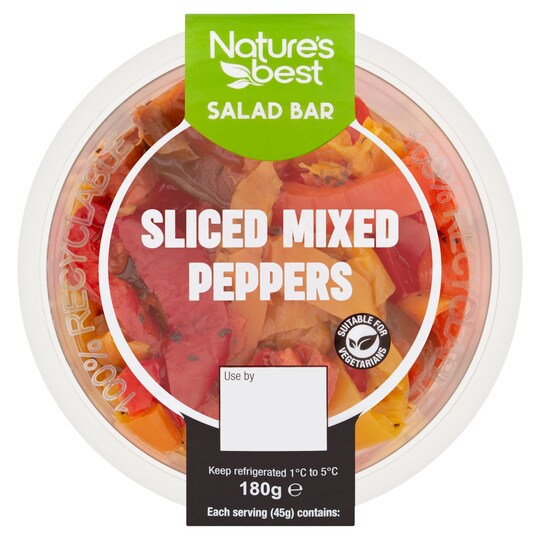 Nature's Best Sliced Mixed Peppers 180G Tesco Groceries