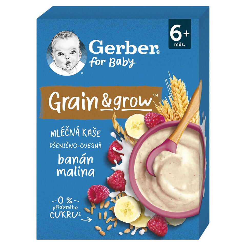 image 1 of GERBER Mléčná kaše pšenično-ovesná banán a malina 200g