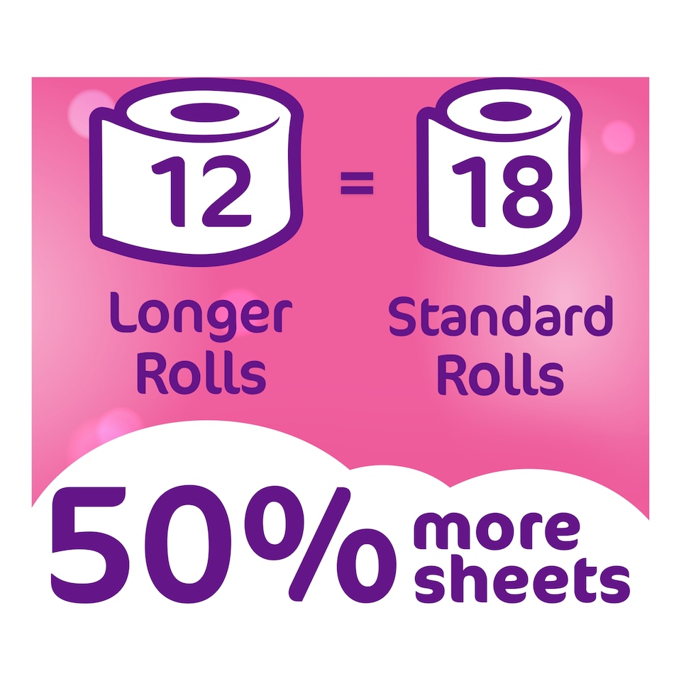 image 1 of Cushelle Simply Soft Toilet Rolls 12 Rolls 50% More Sheets