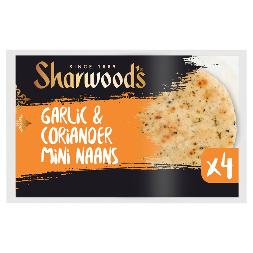 Sharwoods 4 Mini Naan Garlic And Coriander 260G