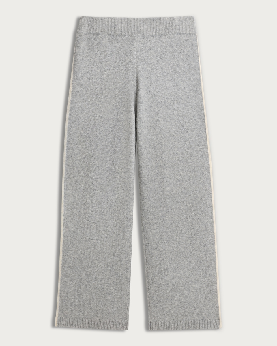 image 1 of F&F Knitted Side Stripe Wide Leg Co-ord Trousers in Grey