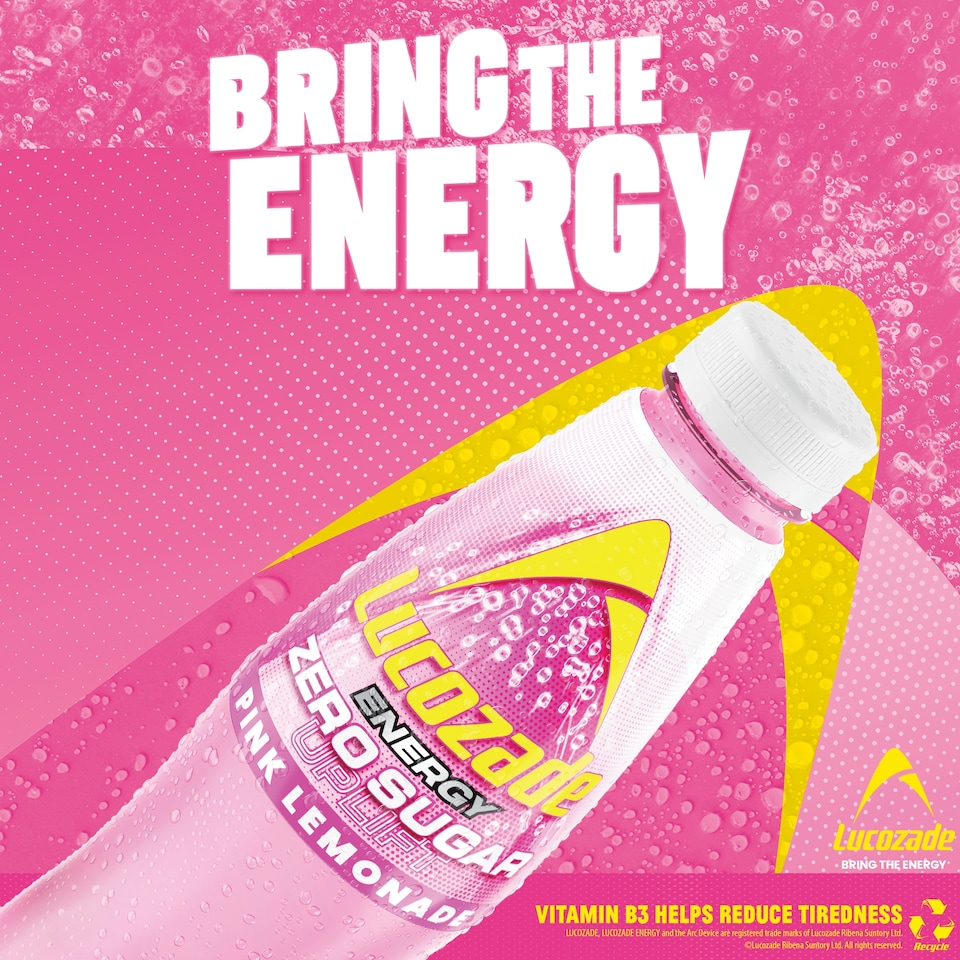 image 1 of Lucozade Zero Sugar Pink Lemonade 900Ml