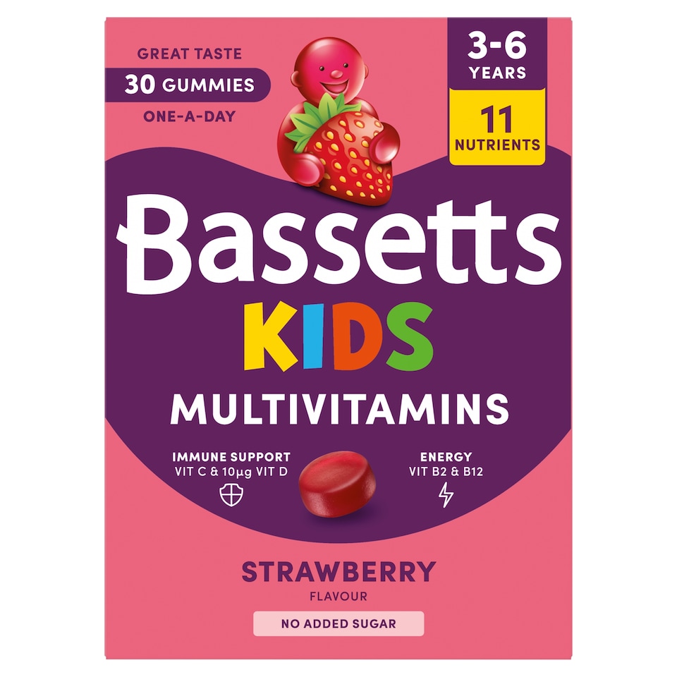 image 1 of Bassetts Kids Multivitamin, 3-6 years Strawberry Gummies x 30