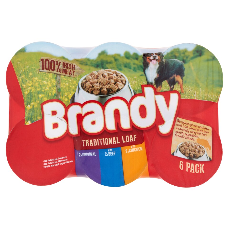 Brandy Traditional Loaf Tinned Dog Food - Variety 6 x 395g