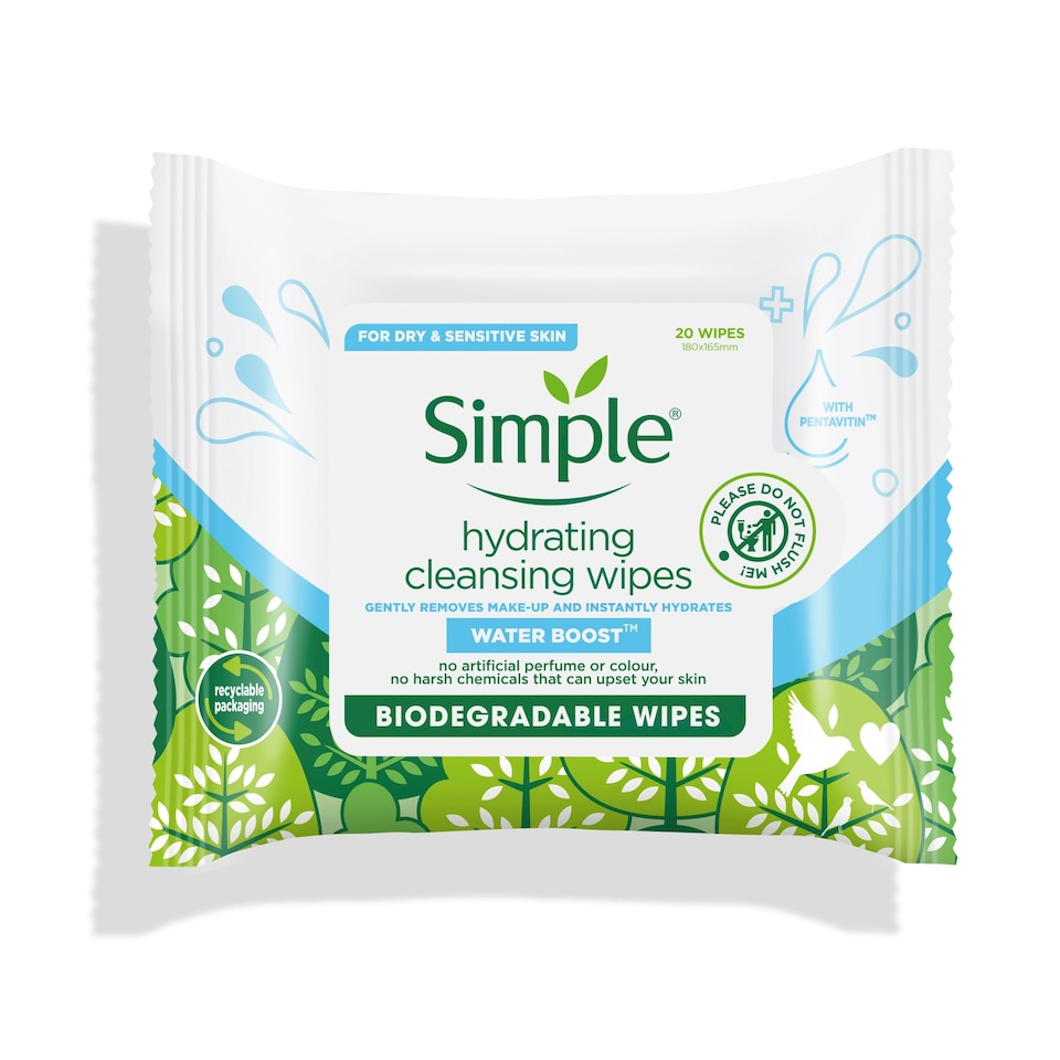 image 1 of Simple Hydrating Cleanser Facial Wipes 20 Wipes