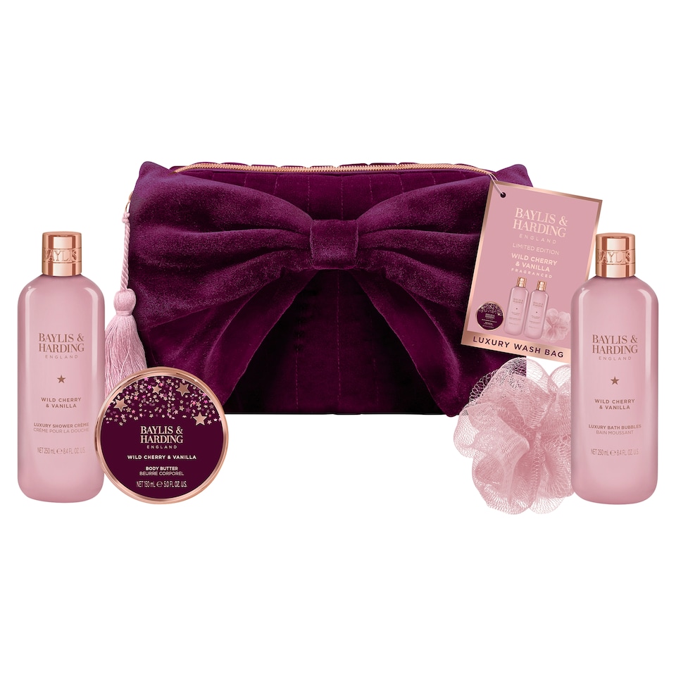 image 1 of Baylis & Harding Wild Cherry & Vanilla Luxury Wash Bag Limited Edition Gift Set