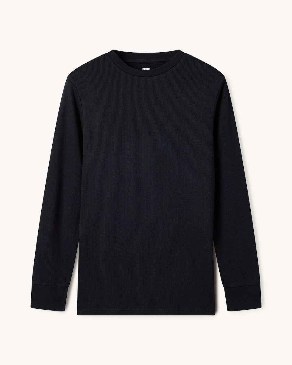 F&F WARMPLUS™ Medium Warmth Ribbed Thermal Long Sleeved Top in Black