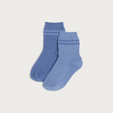 F&F Boys 2-Pack Ribbed Ankle Socks in Blue