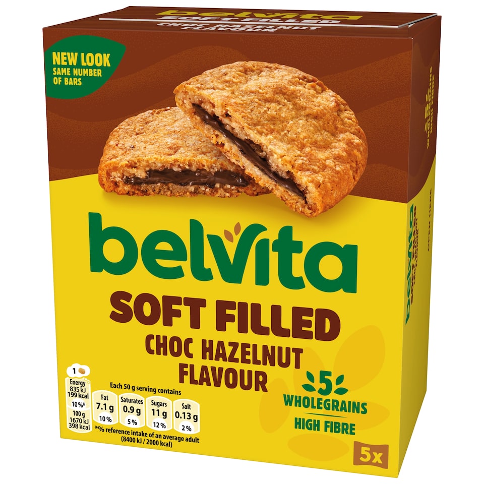 image 1 of Belvita Breakfast Soft Bakes Chocolate Filled Cereal Snack Bars Pack 5 x 50g