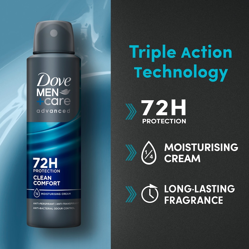 image 1 of Dove Men+Care Clean Comfort 72h Antiperspirant Deodorant 150ml