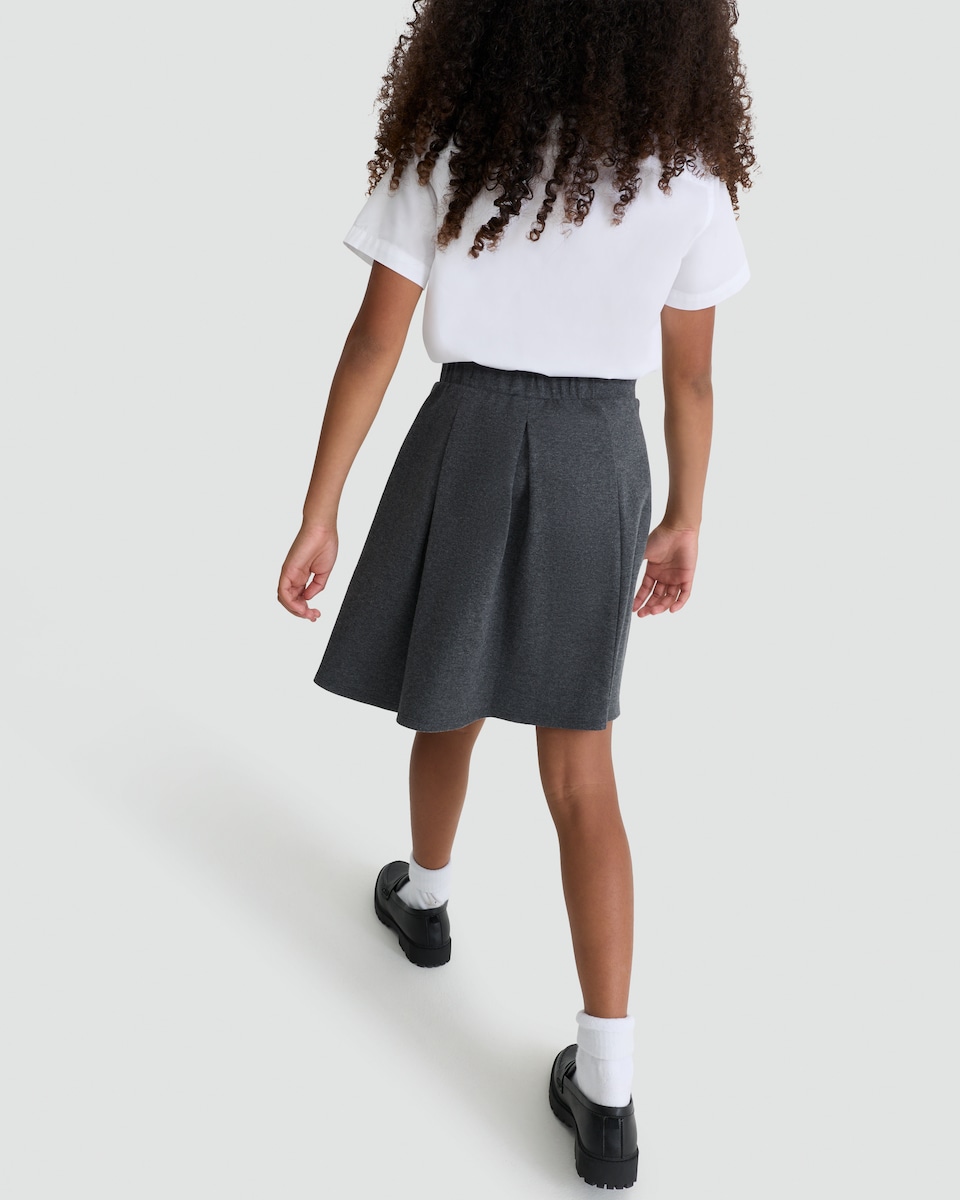image 1 of F&F School Girls Cotton Rich Bow Detail Pleated Skirt in Grey