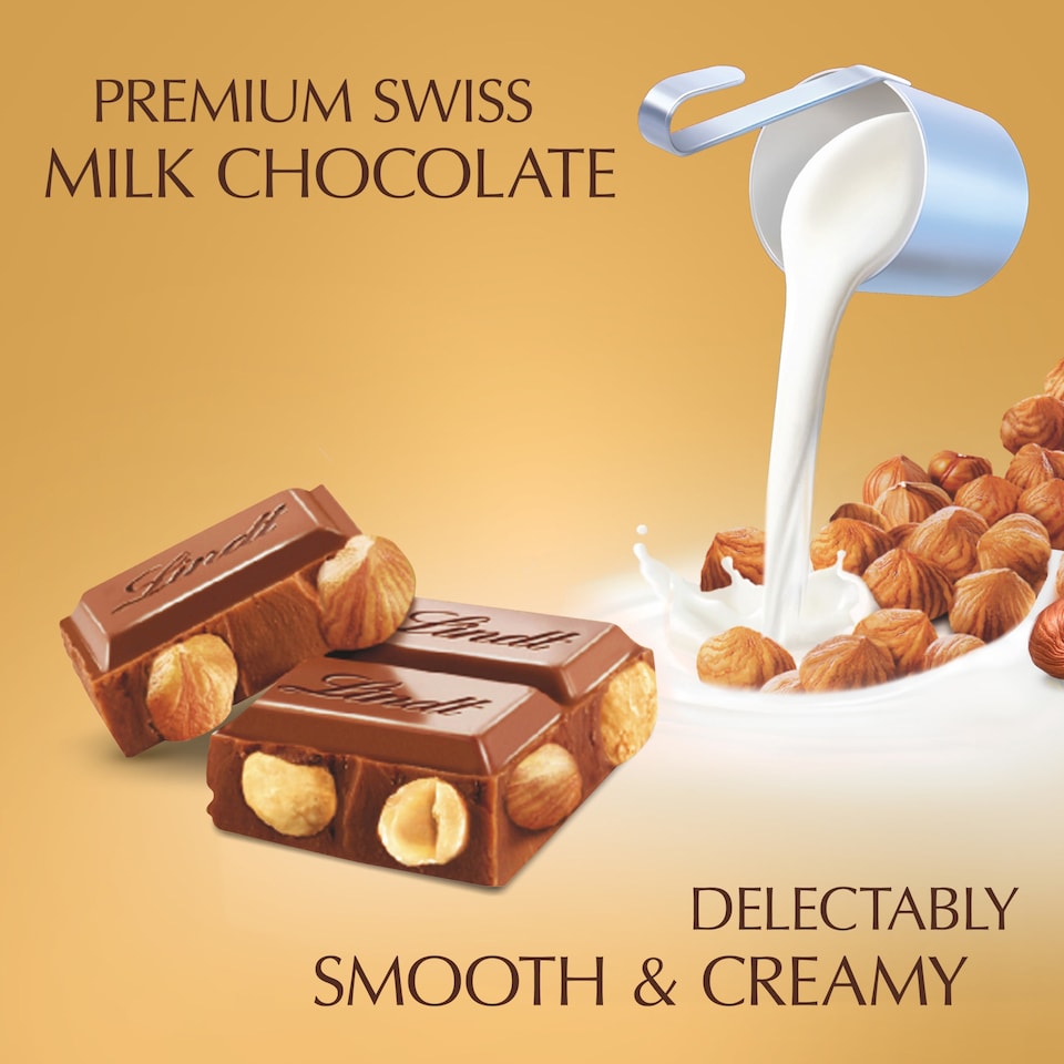 image 1 of Lindt Gold Bar Milk Chocolate With Hazelnuts 300G