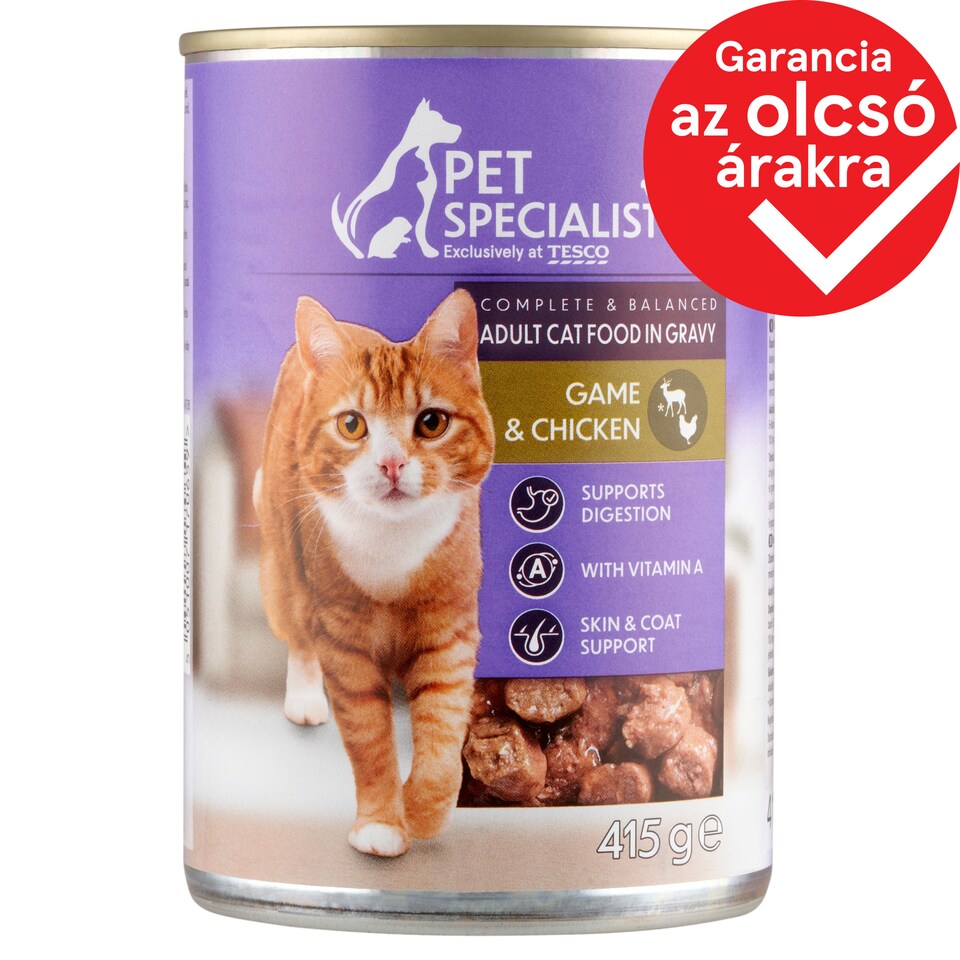 Pet Specialist teljes értékű állateledel felnőtt macskák számára vaddal és csirkével szószban 415 g
