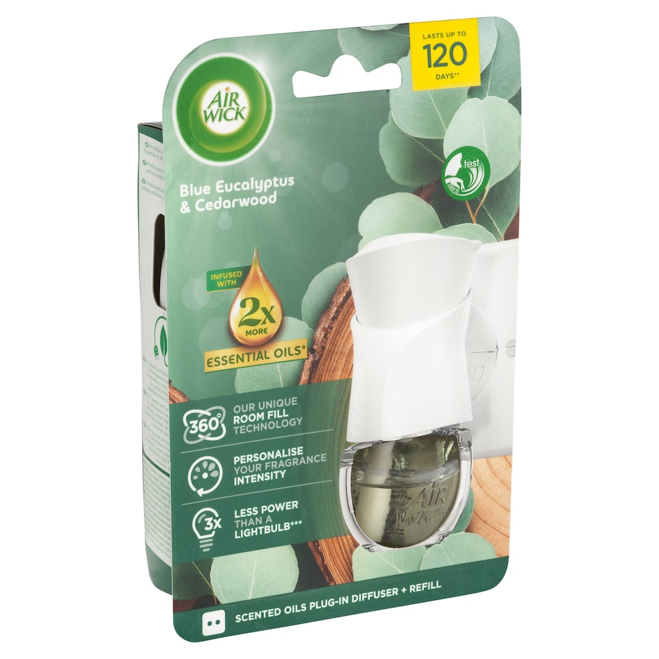obrázok 1 z Air Wick Essential Oils Elektrický osviežovač vzduchu a náplň eukalyptus a cédrové drevo 19 ml