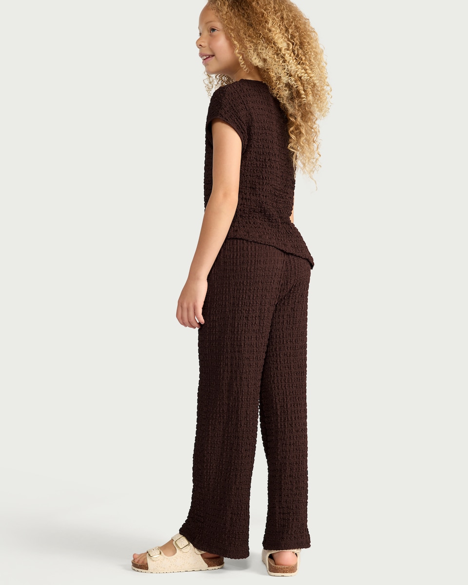 image 1 of F&F Girls 2-Piece Textured Set in Brown