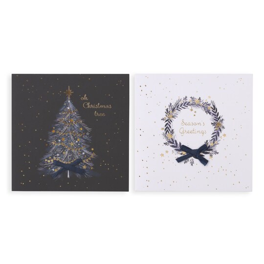 Tesco Luxury Tree & Wreath Cards 12 Pack Tesco Groceries