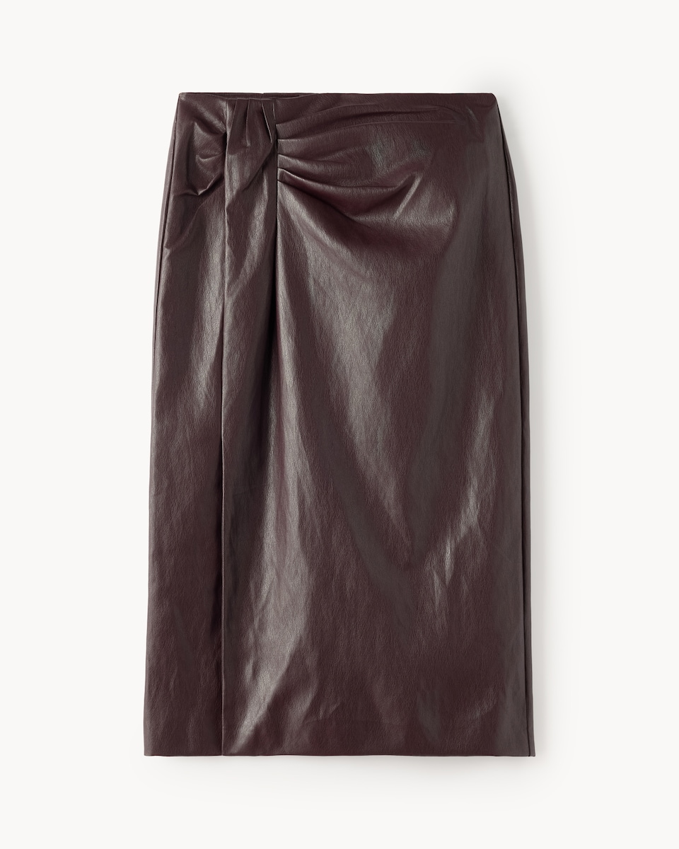 image 1 of F&F Faux Leather Midi Skirt in Purple