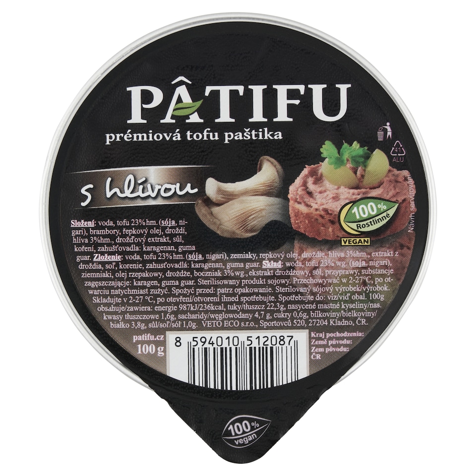 Obrázek 1 pro produkt Pâtifu Prémiová tofu paštika s hlívou 100g