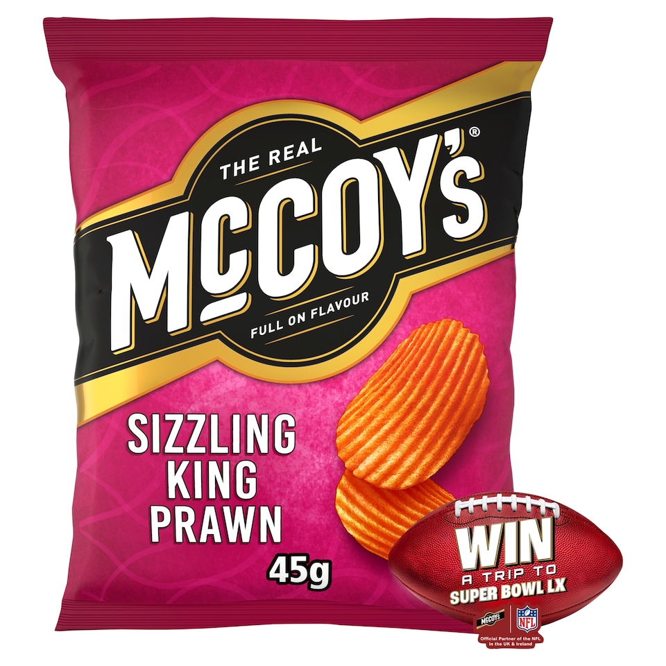 image 1 of Mccoy's Sizzling King Prawn Grab Bag Crisps 45G