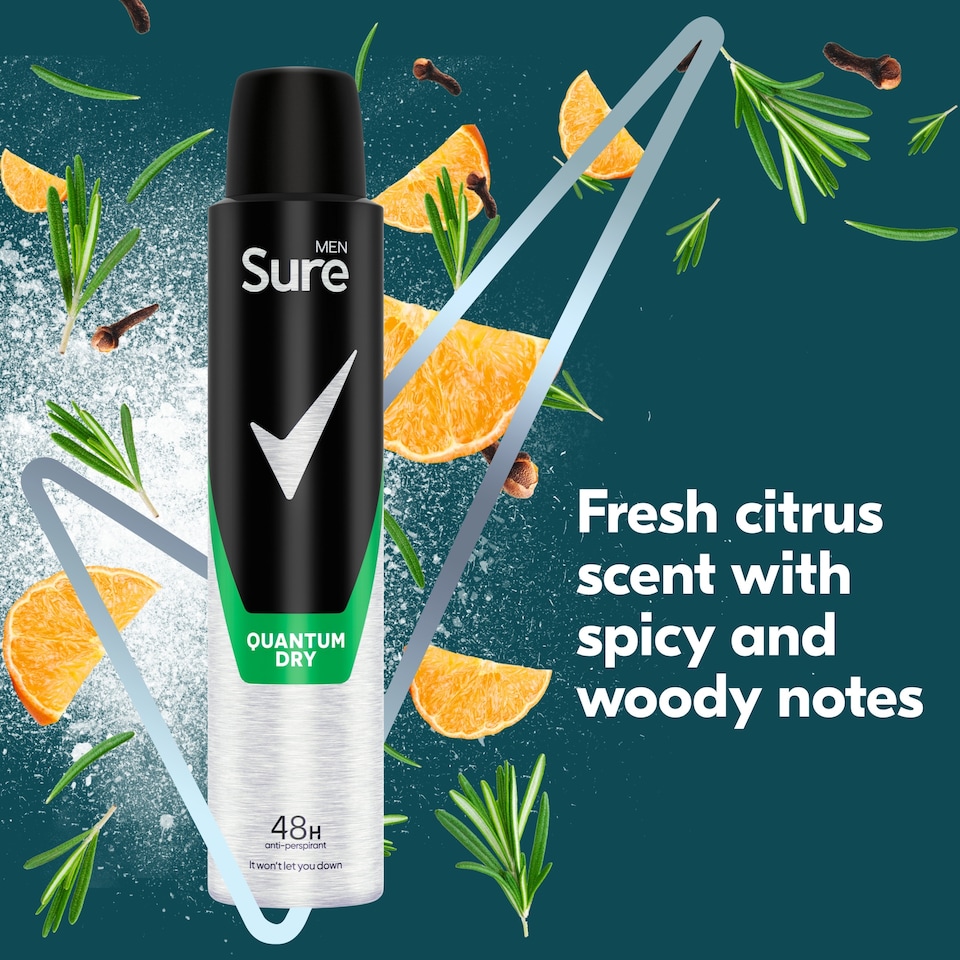 image 1 of Sure Men Quantum Dry 48h Antiperspirant Deodorant 200ml