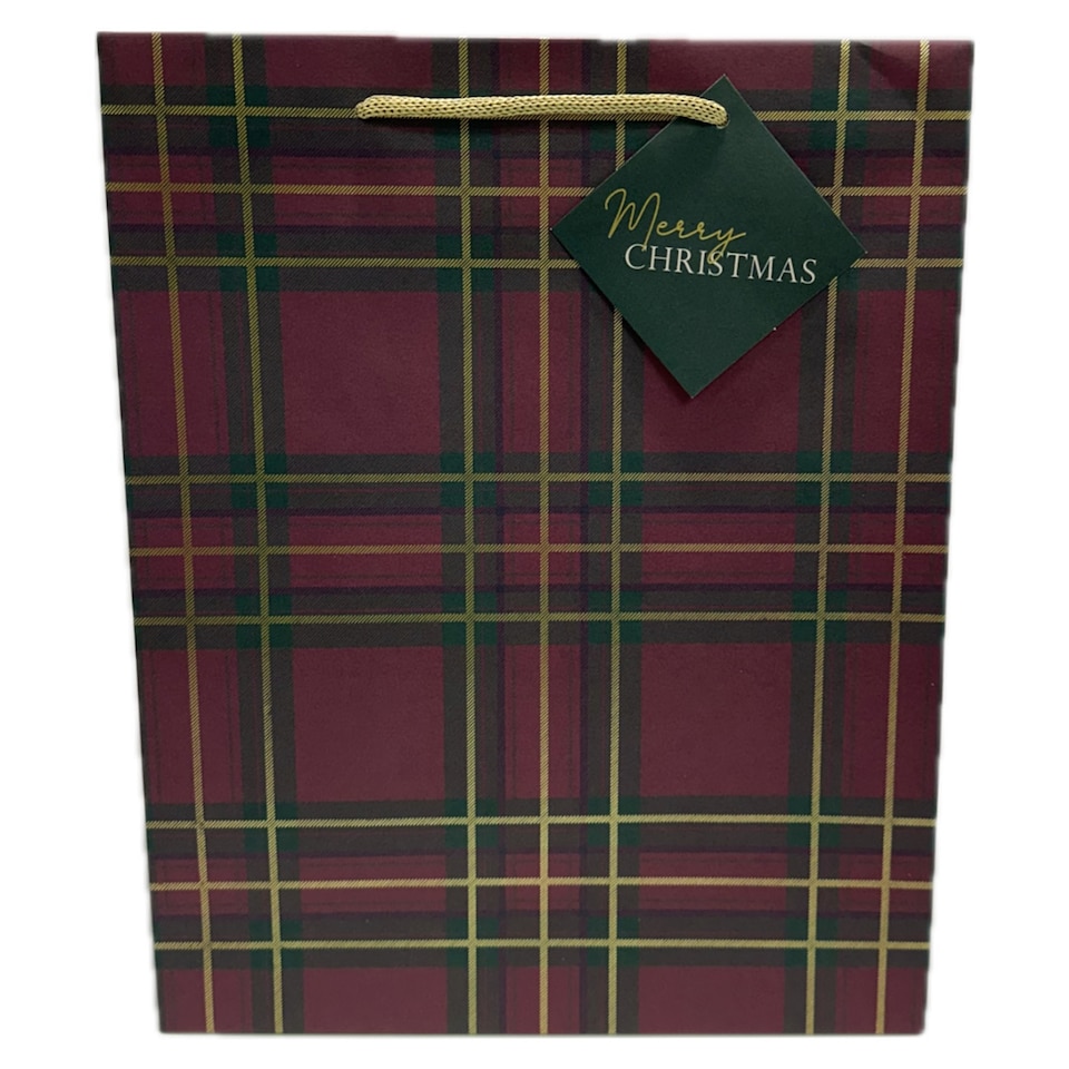 image 1 of Tesco Tartan Large Christmas Gift Bag