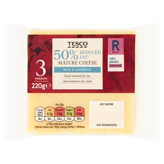 Tesco 50 Reduced Fat Fat Mature Cheese 220G Tesco Groceries