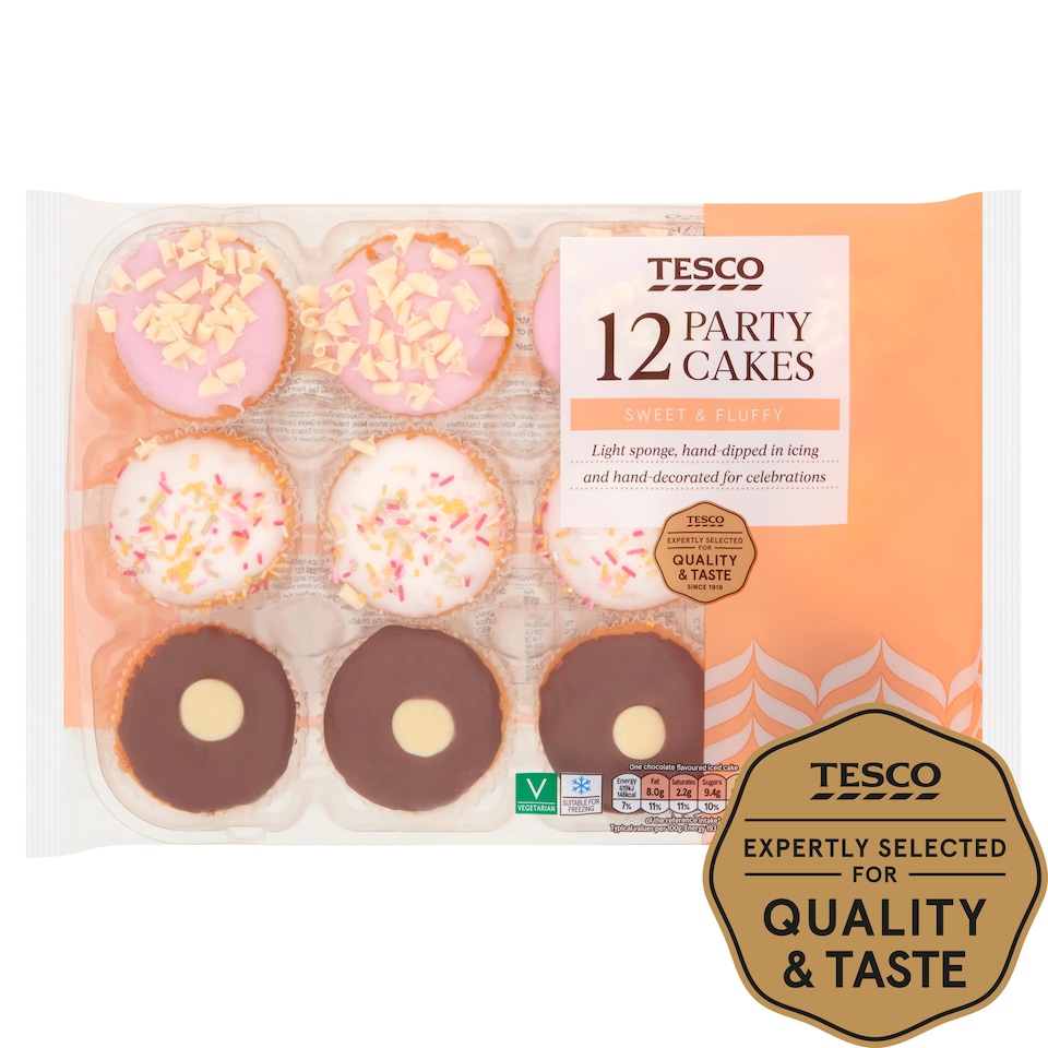 Tesco Party Cake Selection Vanilla 12 Pack