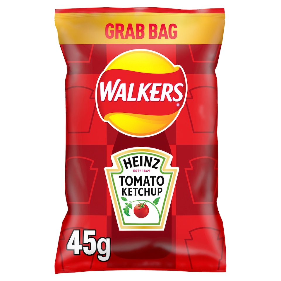 image 1 of Walkers Heinz Tomato Ketchup Grab Bag Crisps 45g