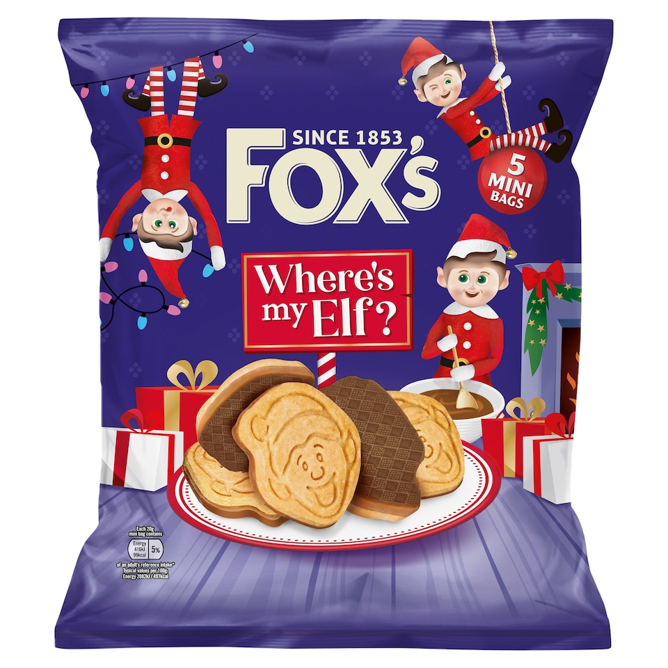 image 1 of Fox's Where's My Elf Chocolate Biscuits 5 X 20G