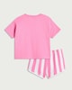 image 2 of F&F Baby 2-Piece Cotton Rich Lemon Print T-Shirt and Striped Shorts Set in Pink