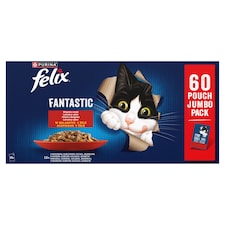 Felix Fantastic kapsičky pro kočky hovězí, kuře, kachna, jehněčí v želé 60 x 85g 
