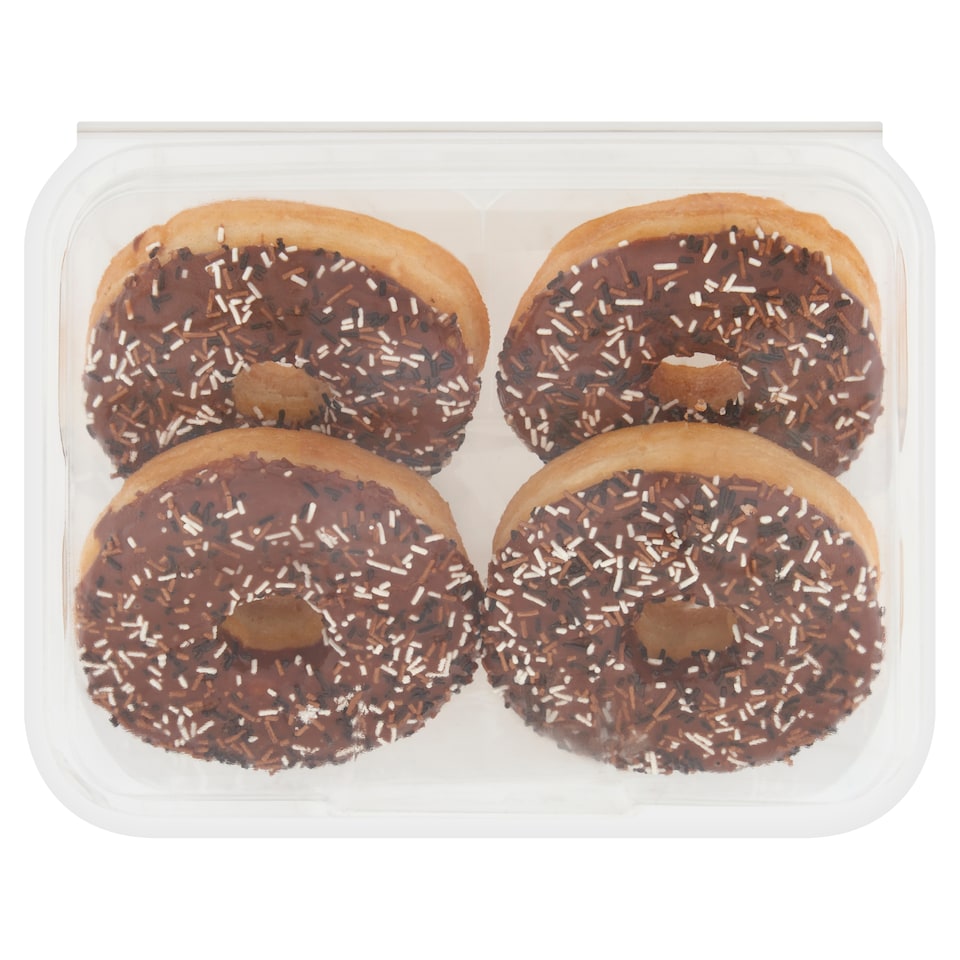 image 1 of Tesco Chocolate Iced Ring Doughnuts 4 Pack