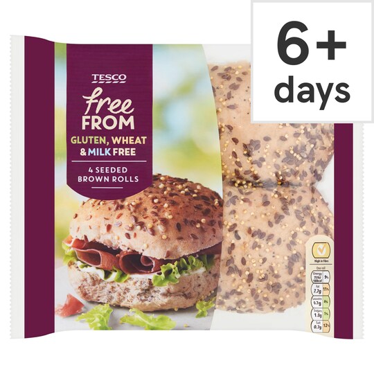 Tesco Free From Brown Seeded Rolls 4 Pack Tesco Groceries