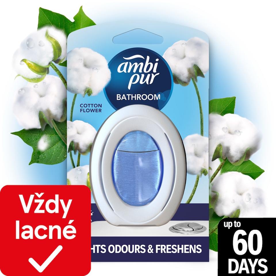 obrázok 1 z Ambi Pur Bathroom Cotton Fresh,Nepretržitý Osviežovač Vzduchu,Odstránenie A Prevencia Zápachu,1Kusov