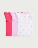 image 2 of F&F Baby 3-Pack Cotton Rich Pineapple Print Frill Sleeved T-Shirts in Pink