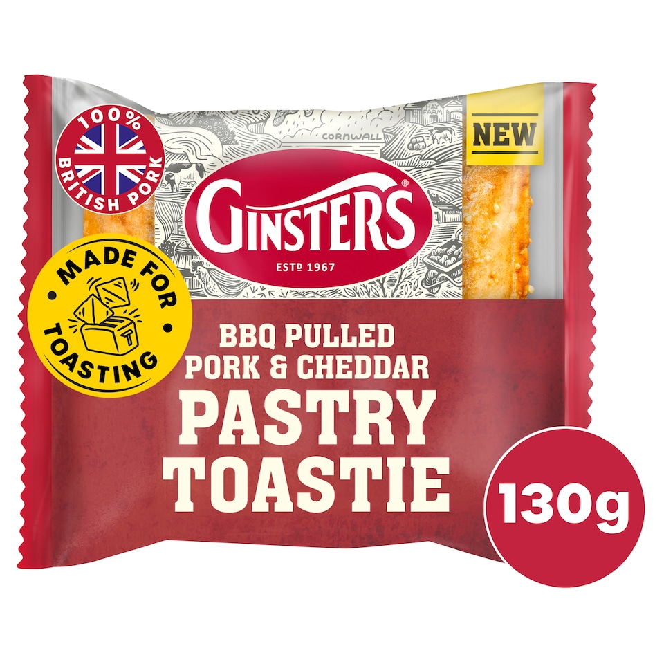 Ginsters BBQ Pulled Pork & Cheddar Pastry Toastie 130g