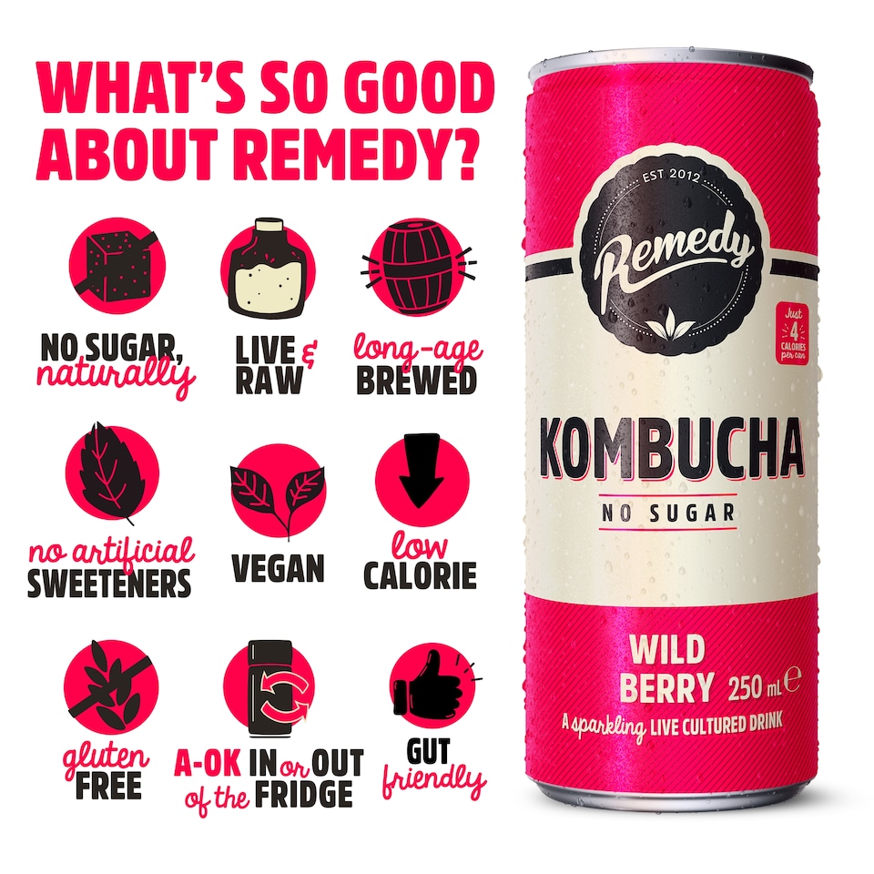image 1 of Remedy Kombucha - Wild Berry 250ml