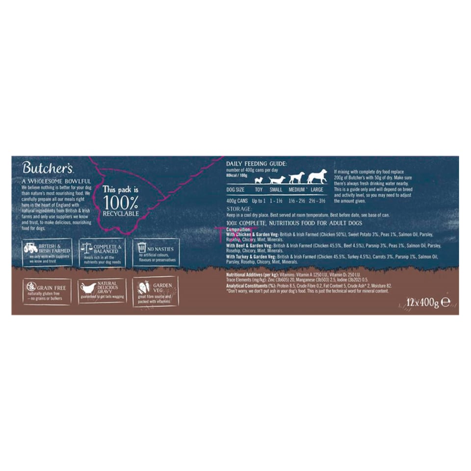 image 1 of Butcher's Recipe In Gravy Dog Food Tin 12X400g