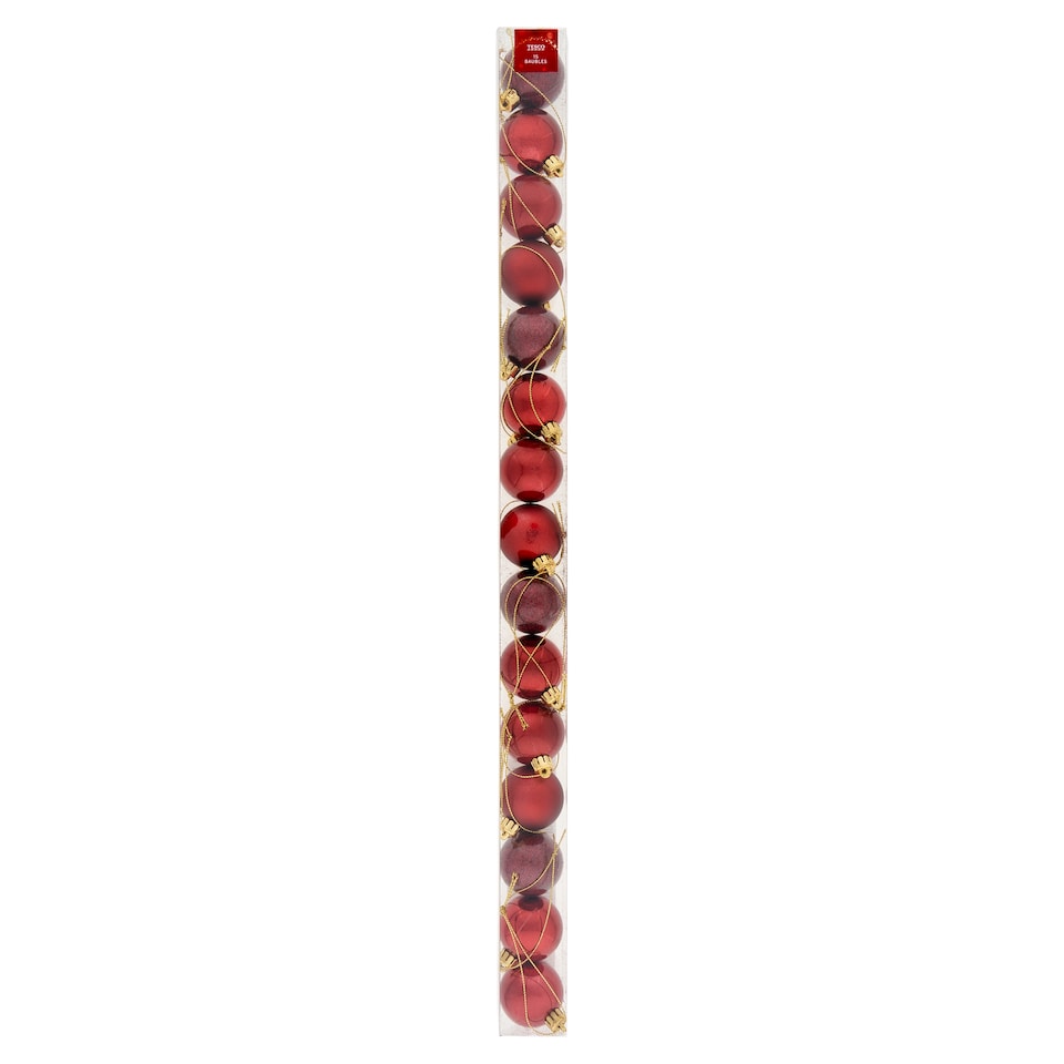 Tesco Red Baubles 4 cm 15 pcs