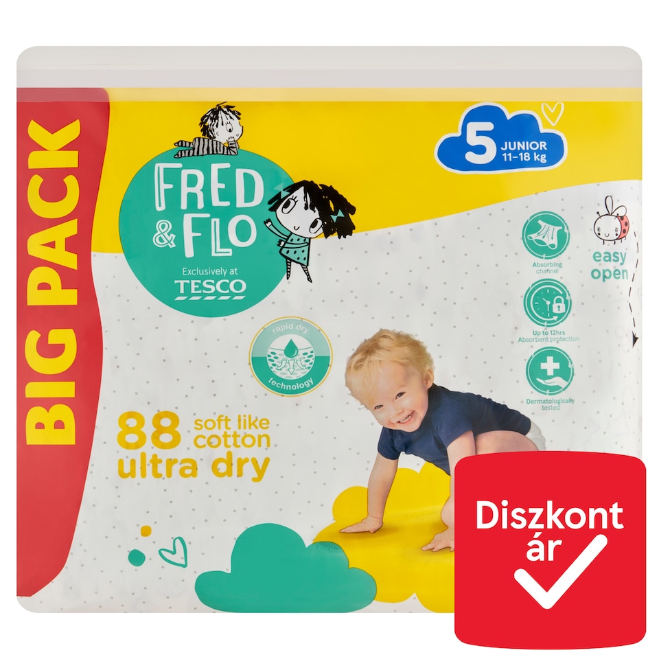 image 1 of Fred & Flo 5 Junior 11-18 kg Nappies 88 pcs