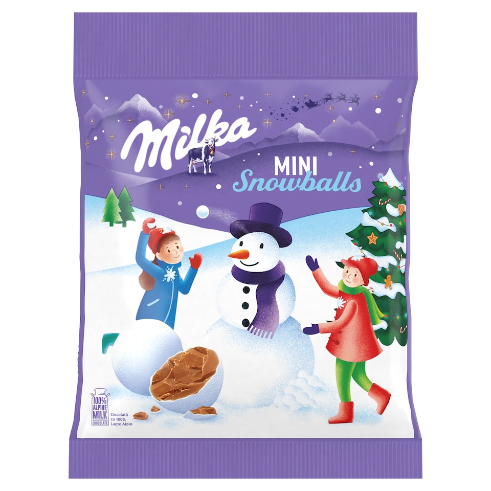 Milka Snowballs, dražé z mléčné čokolády, cukrová poleva 100g