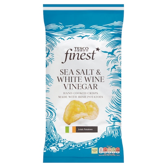 Tesco Finest Sea Salt And White Wine Vinegar Crisps 150G