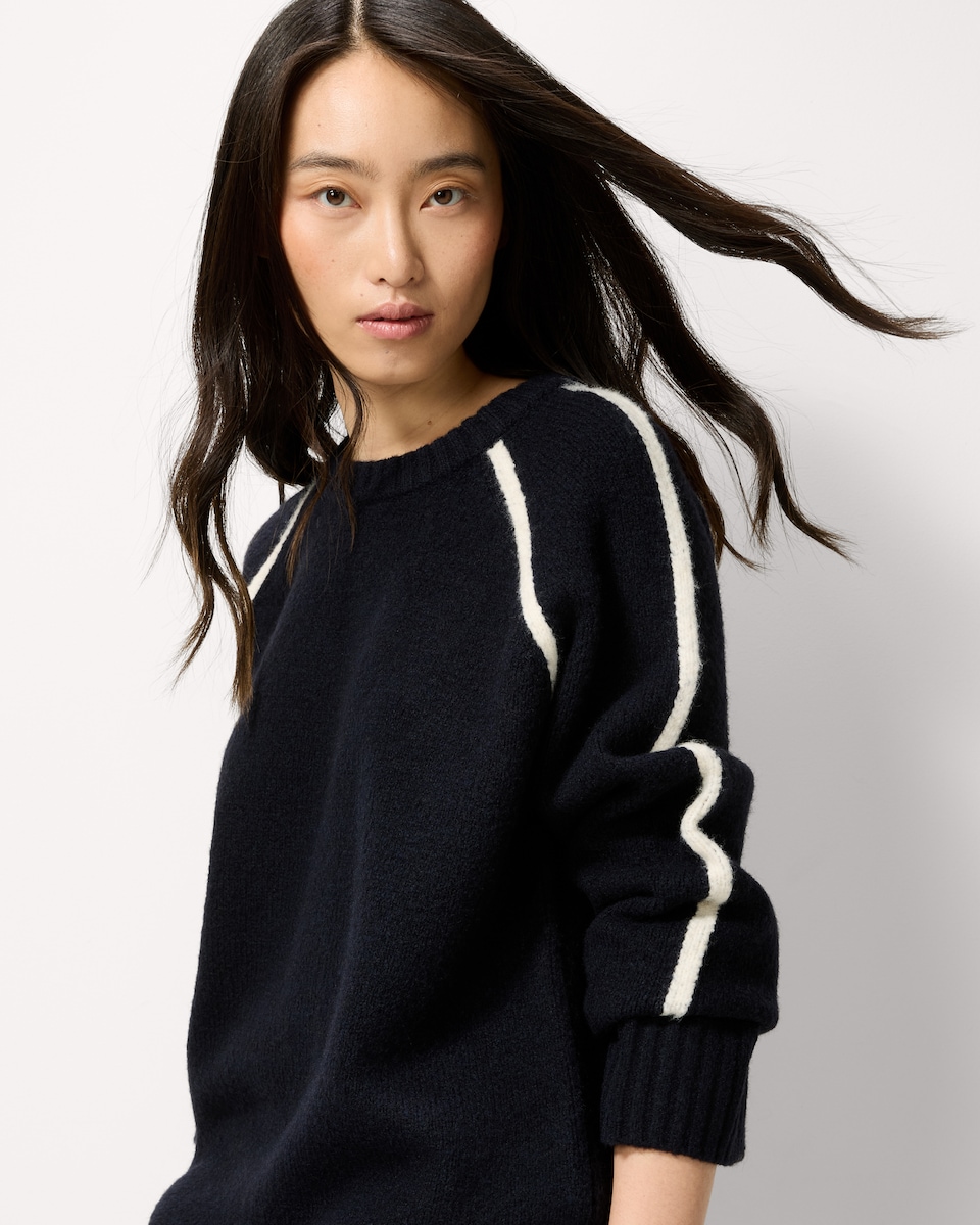 image 1 of F&F Tipped Knitted Jumper with Wool in Navy
