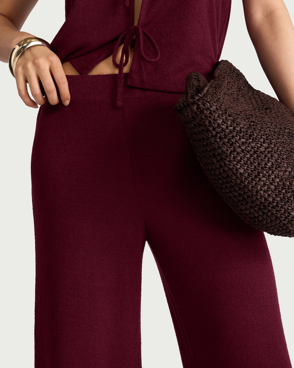image 1 of F&F Wide Leg Co-ord Trousers in Burgundy