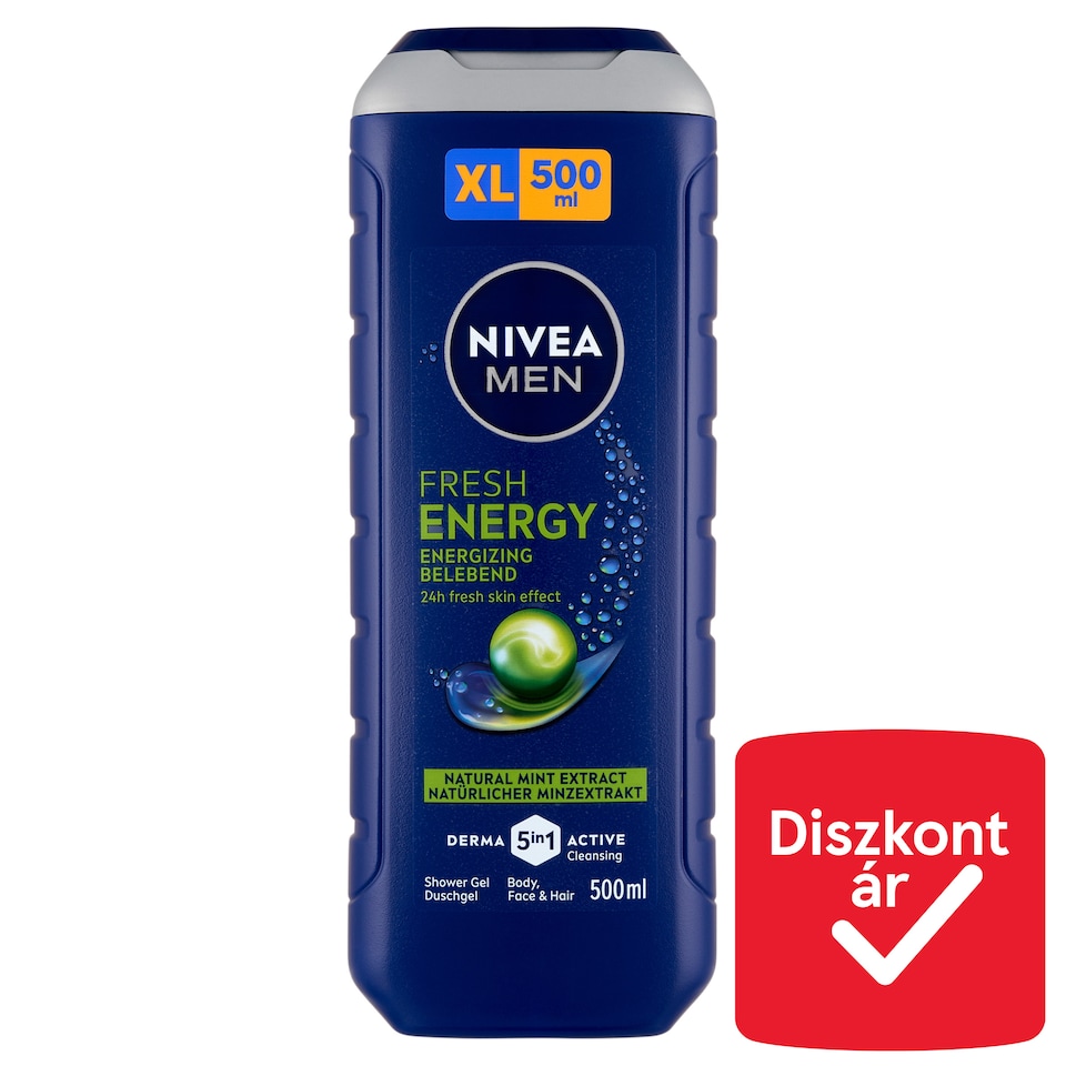 NIVEA MEN Fresh Energy tusfürdő testre, arcra, hajra 500 ml  1. kép